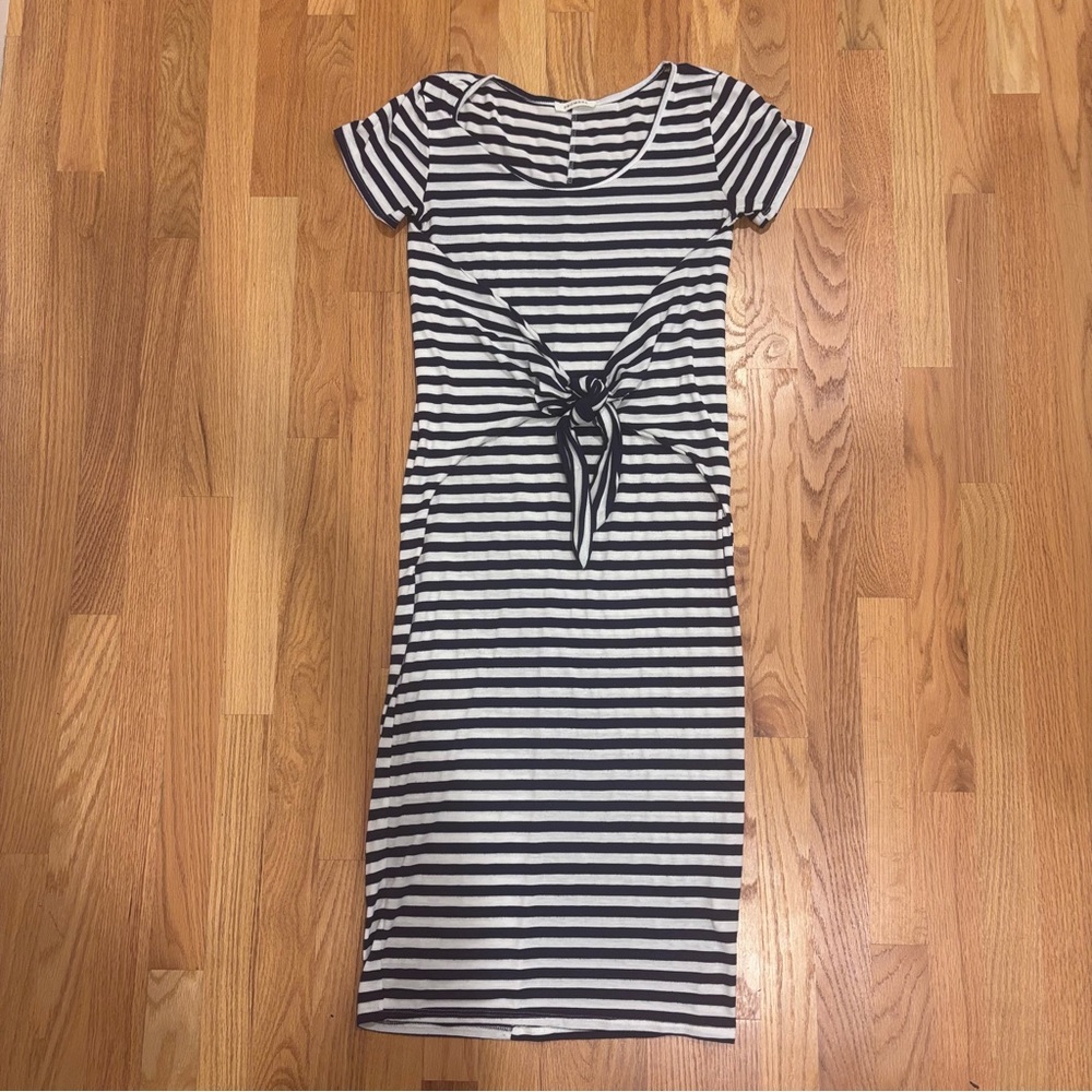 Promesa Navy & White Striped Tie-Front Maxi Dress - Size Small